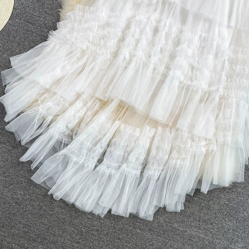 Summer Solid Straight Skirt Women Casual High Waist Mesh Midi Skirts for Girls Casual Skirt Clothes Women Wholesale