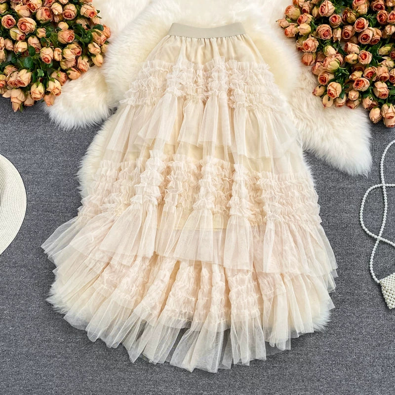 Summer Solid Straight Skirt Women Casual High Waist Mesh Midi Skirts for Girls Casual Skirt Clothes Women Wholesale