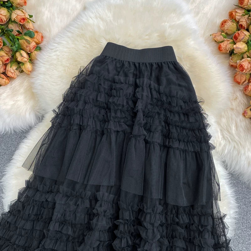 Summer Solid Straight Skirt Women Casual High Waist Mesh Midi Skirts for Girls Casual Skirt Clothes Women Wholesale