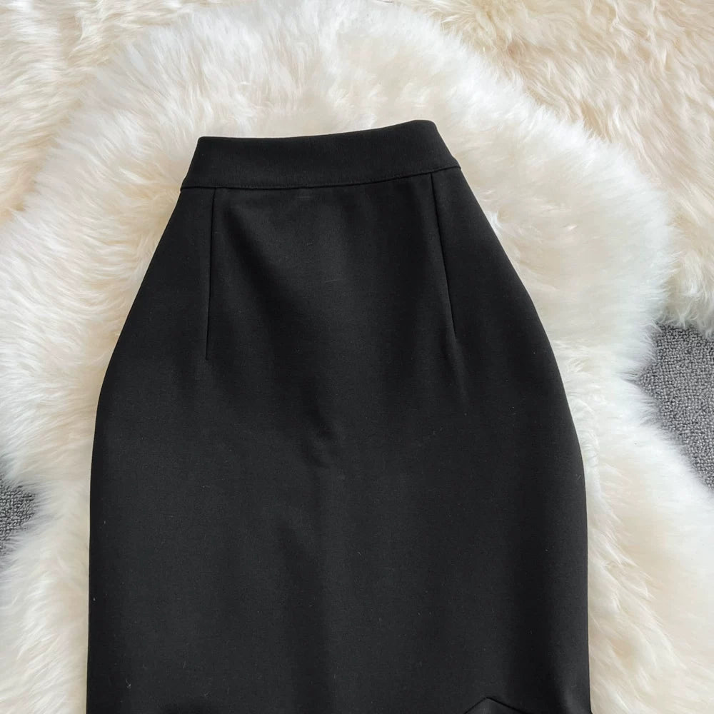 Spring Solid Ruffles Pencil Skirt Women Casual High Waist Midi Skirts for Girls Casual Skirt Clothes Women Wholesale