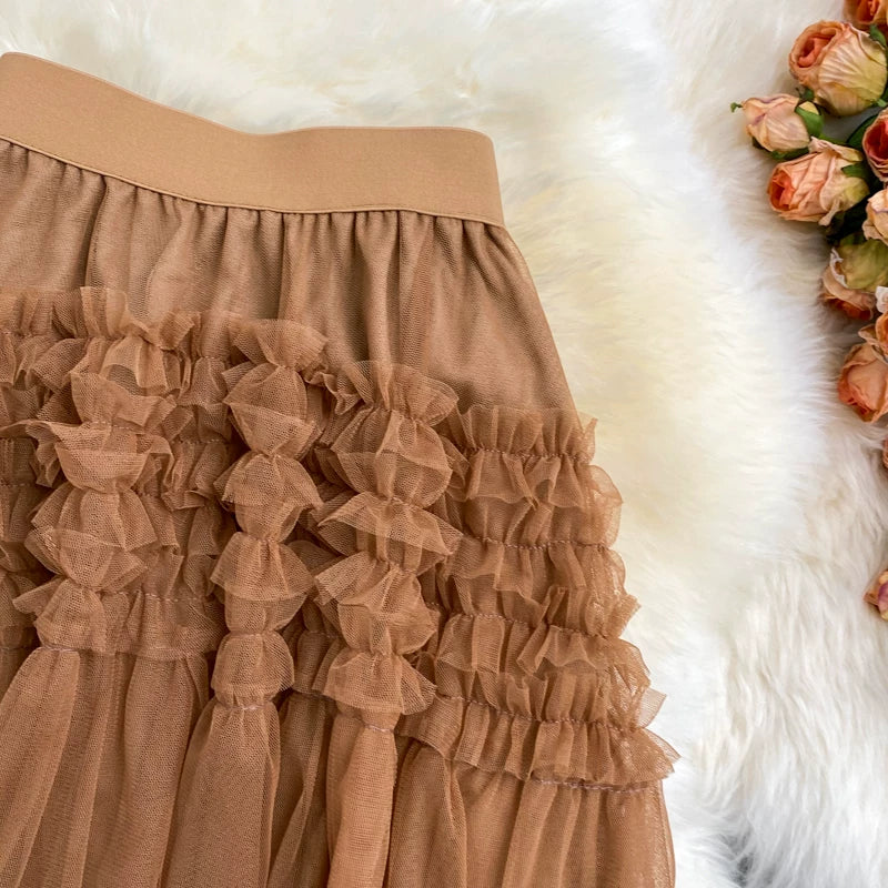 Summer Solid Straight Skirt Women Casual High Waist Mesh Midi Skirts for Girls Casual Skirt Clothes Women Wholesale