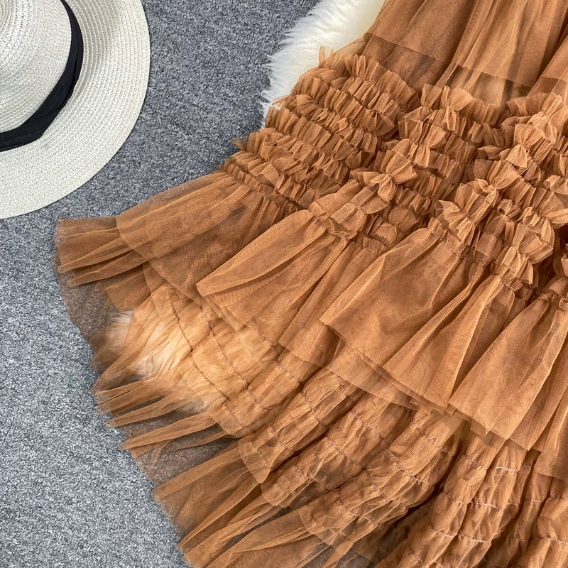 Summer Solid Straight Skirt Women Casual High Waist Mesh Midi Skirts for Girls Casual Skirt Clothes Women Wholesale