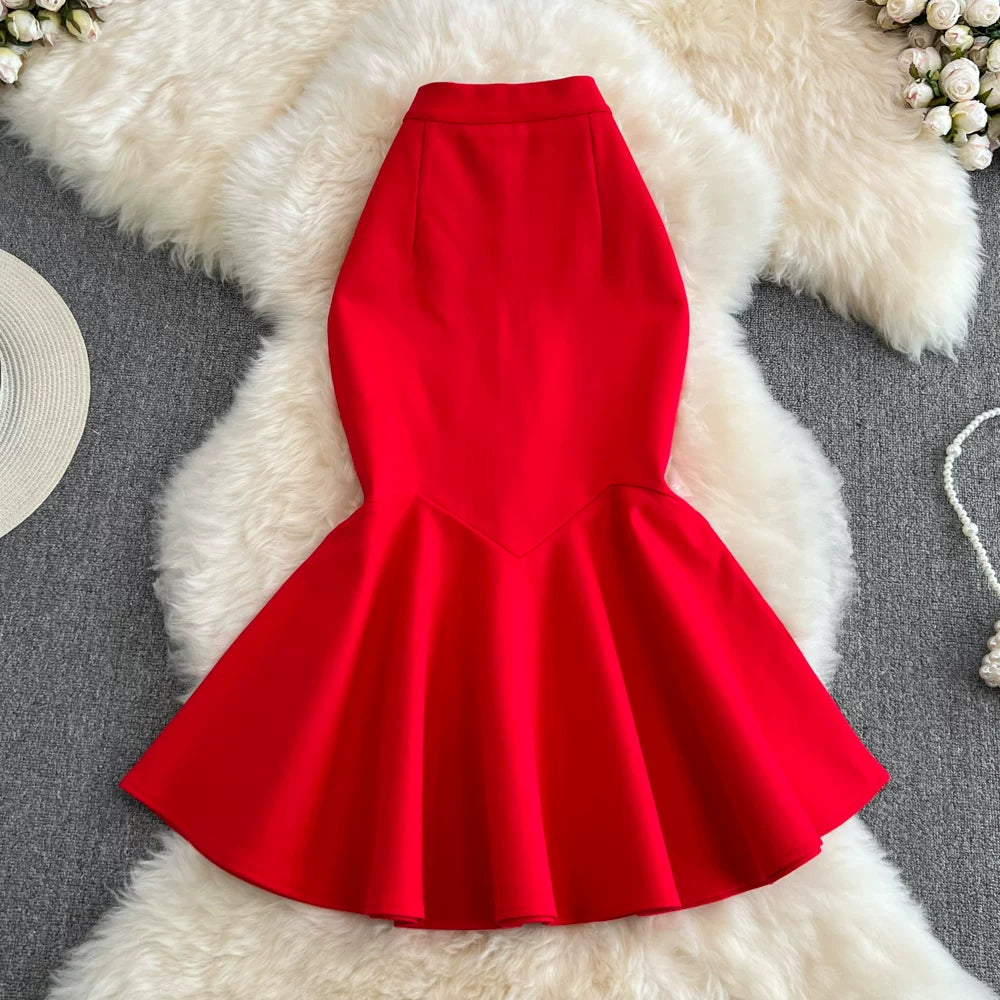 Spring Solid Ruffles Pencil Skirt Women Casual High Waist Midi Skirts for Girls Casual Skirt Clothes Women Wholesale