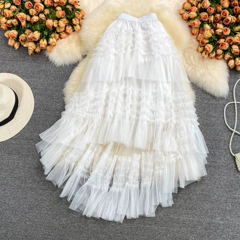 Summer Solid Straight Skirt Women Casual High Waist Mesh Midi Skirts for Girls Casual Skirt Clothes Women Wholesale