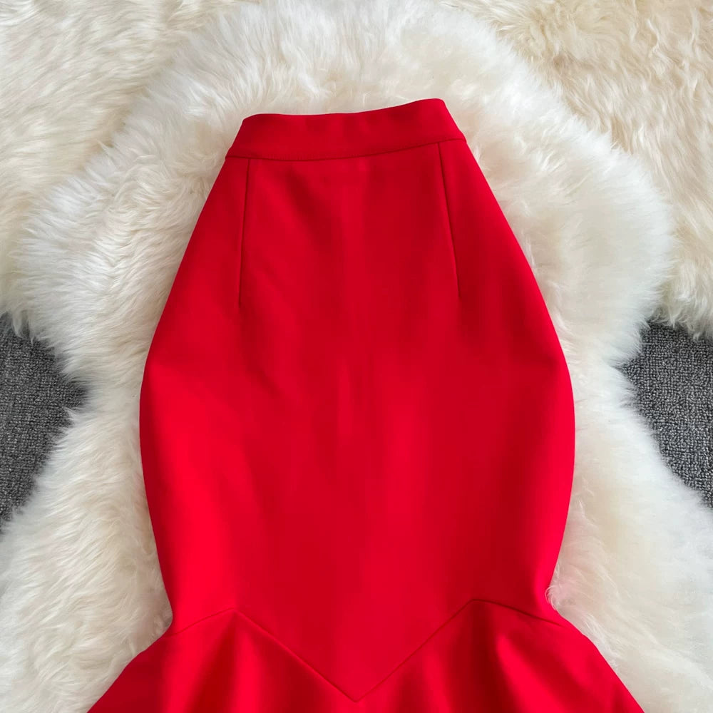 Spring Solid Ruffles Pencil Skirt Women Casual High Waist Midi Skirts for Girls Casual Skirt Clothes Women Wholesale