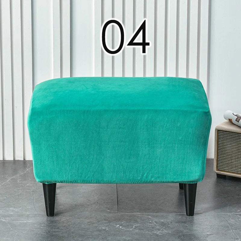 American Style Footstool Cover  Rectangle Elastic Ottoman Cover High Quality Velvet Furniture Protector Footrest Slipcover