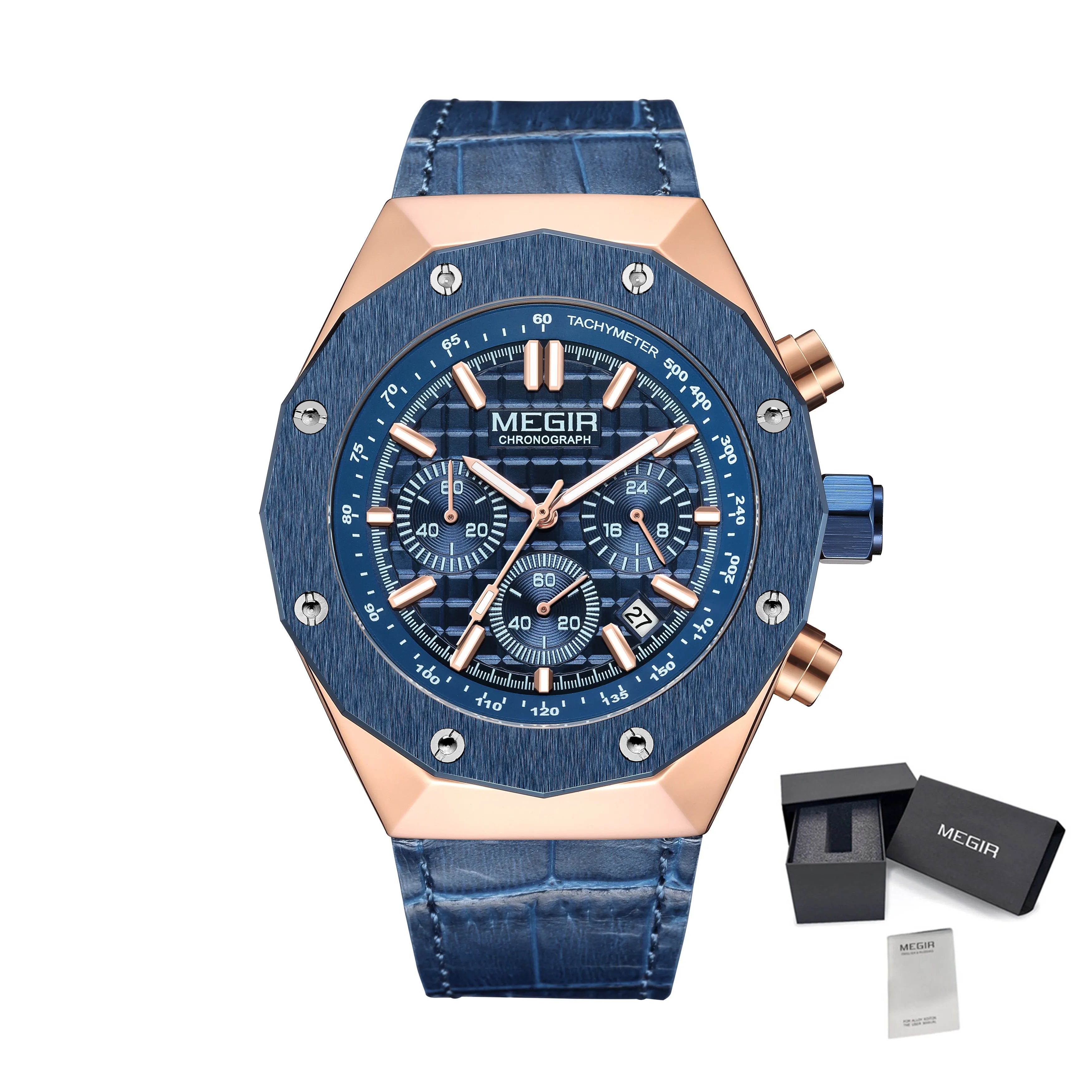 2026 New Watches for Men Leather Mens Military Sport Waterproof Watch Quartz WristWatch Chronograph Male Clock