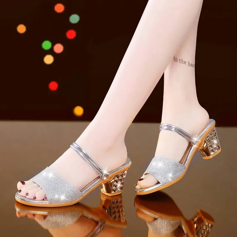 sandalias femininas women fashion comfort spring & summer golden high quality sandals lady elegant silver sexy party shoes a502