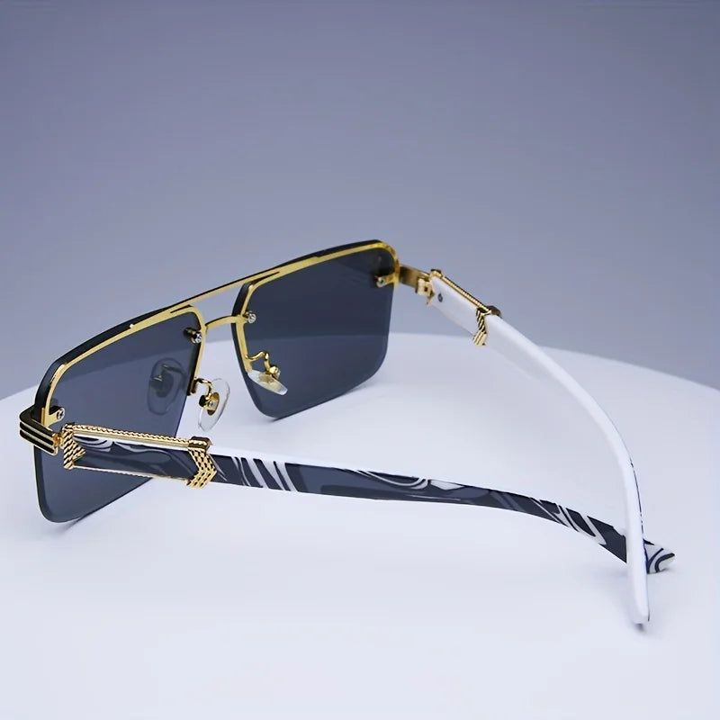 Trendy Rimless Sunglasses for Men Women Fashion Frameless Rectangle Sun Glasses Retro Shades Summer Traveling Eyewear UV400