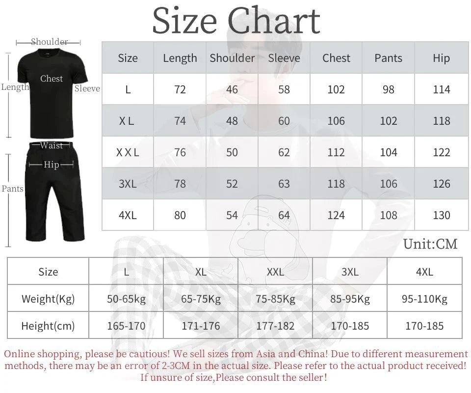 Plus Size Men Pajama Set Long Sleeve Long Pants Student Loose Casual Sleepwear Loungewear Two Piece Set Cartoon Nightwear