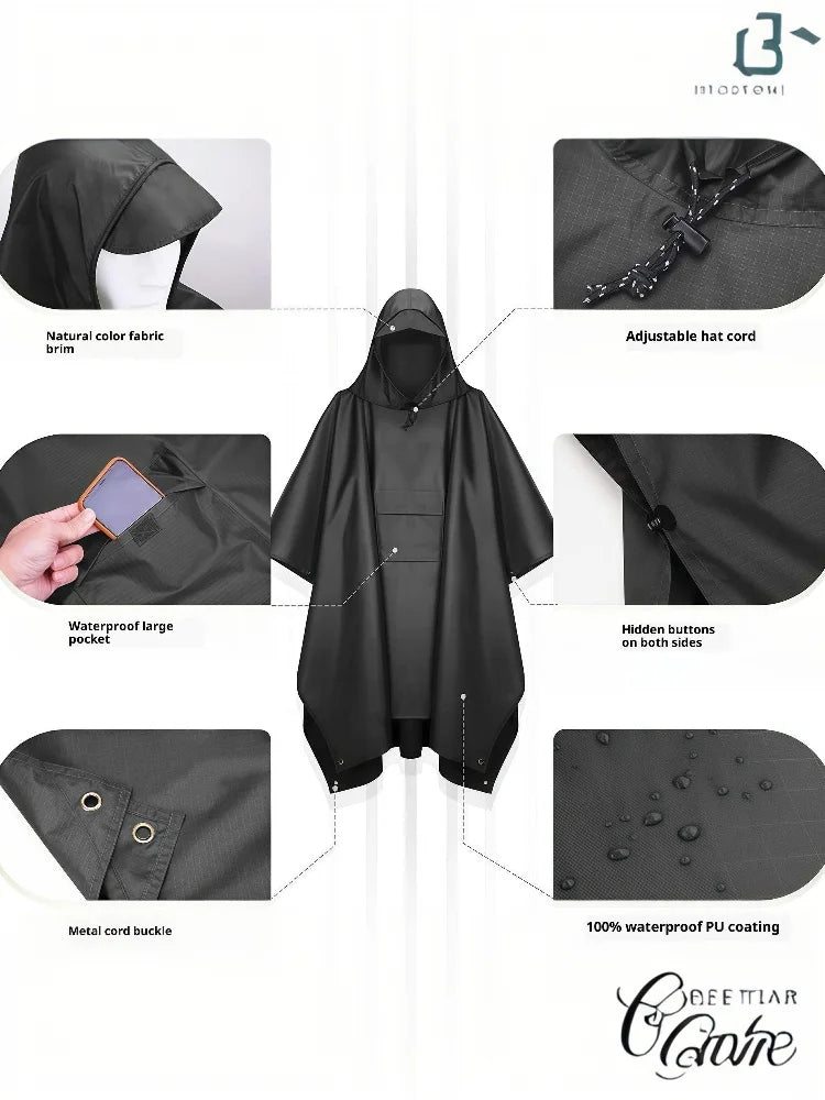Rain Coat Travel Raincoat Waterproof Rain Poncho Hooded Sun Shelter For Outdoor Camping Hiking Fishing Cycling Climbing