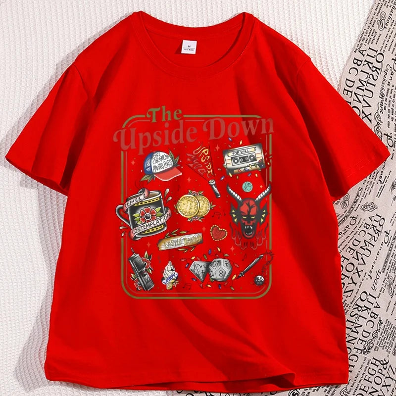 The Upside Down T Shirts for Man Woman Casual Cotton Short Sleeve T-shirt Round Neck Loose and Base Tshirt Graphic Tees