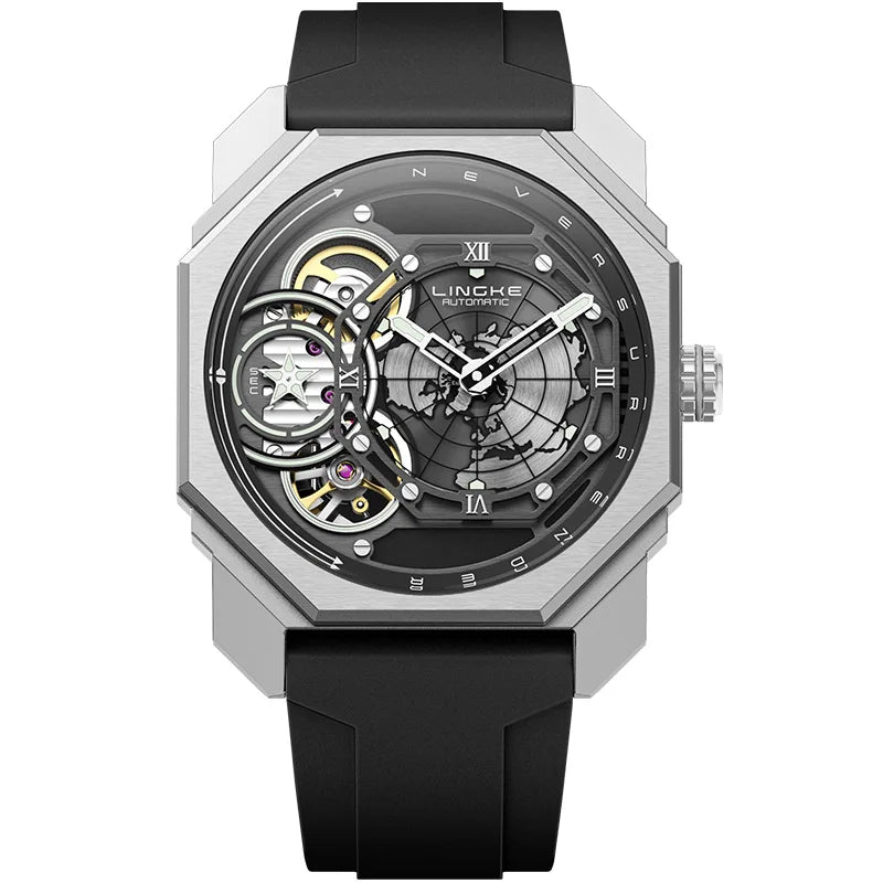 Mens Automatic Mechanical Watch for Man European American Business Leisure Wristwatches Silver Luminous Waterproof Men Watches