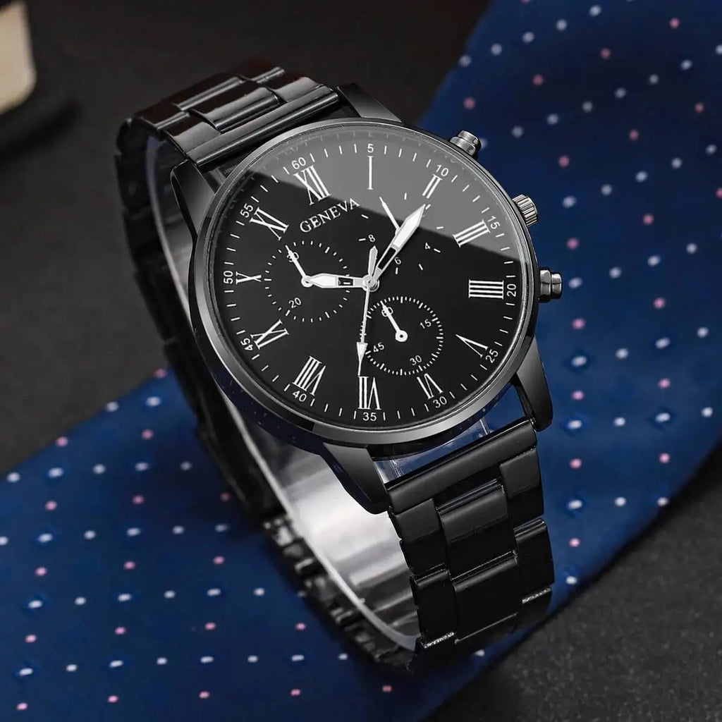 Mens Business Watches Fashion Quartz Wrist Watch for Man Black Clock Reloj Hombre（Without Box）