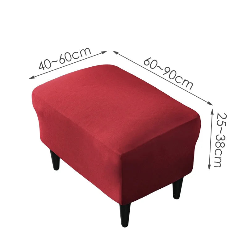 American Style Footstool Cover  Rectangle Elastic Ottoman Cover High Quality Velvet Furniture Protector Footrest Slipcover