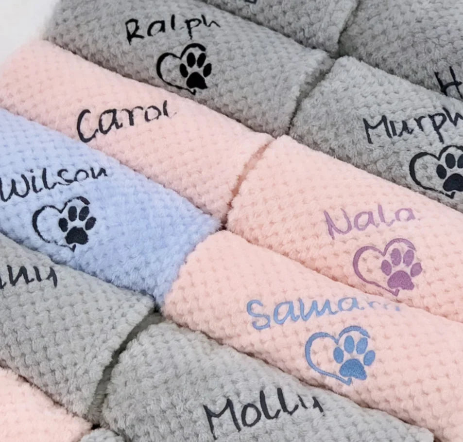 Dog Blanket - Embroidered Personalised Dog Blanket - Puppy Blanket - Cat Blanket - Paw Print Blanket - Super Soft Pet Blanket
