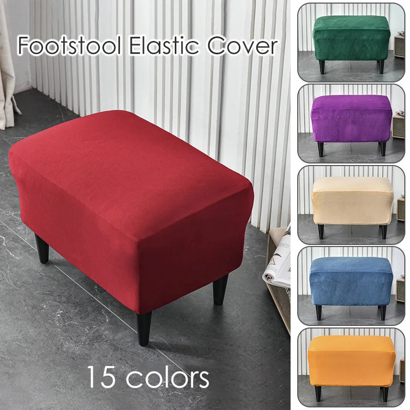 American Style Footstool Cover  Rectangle Elastic Ottoman Cover High Quality Velvet Furniture Protector Footrest Slipcover