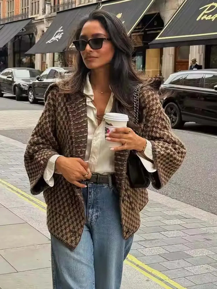 Chic Fashion Knitted Jackets for Women 2026 Autumn Winter Long Sleeve Single-Breasted Short Coats High Street Casual New Jackets
