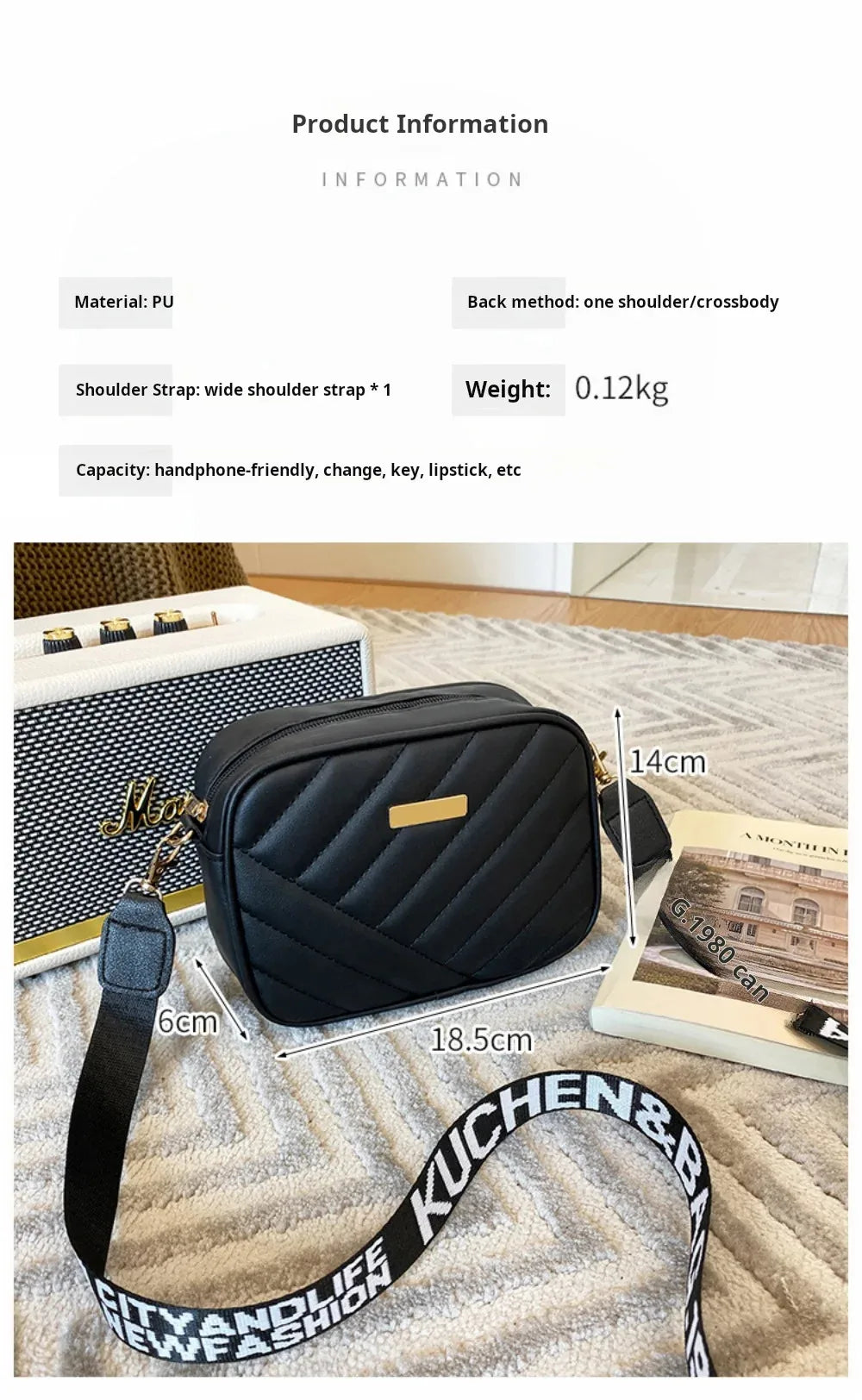 Shoulder Bag High Quality Women's PU Rolling Strip Camera Bag Shoulder Bag Mobile Phone Bag Casual Crossbody Bag