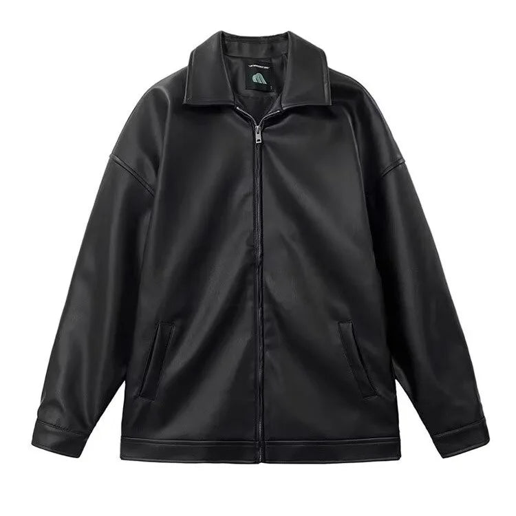 Men's Leather Jacket Men's Biker Jacket Motorcycle Fashionable Waterproof Jacket Waterproof for Rain Motorcyclist Retro