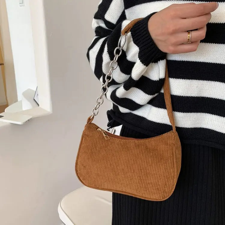 2023 Girls Women Crossbody Bags Shoulder Bags Purse Solid Color Top-Handle Bags Fashion Retro Corduroy Designer Handbags