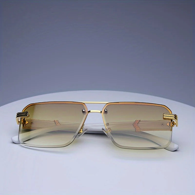 Trendy Rimless Sunglasses for Men Women Fashion Frameless Rectangle Sun Glasses Retro Shades Summer Traveling Eyewear UV400