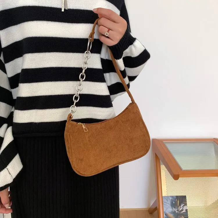 2023 Girls Women Crossbody Bags Shoulder Bags Purse Solid Color Top-Handle Bags Fashion Retro Corduroy Designer Handbags