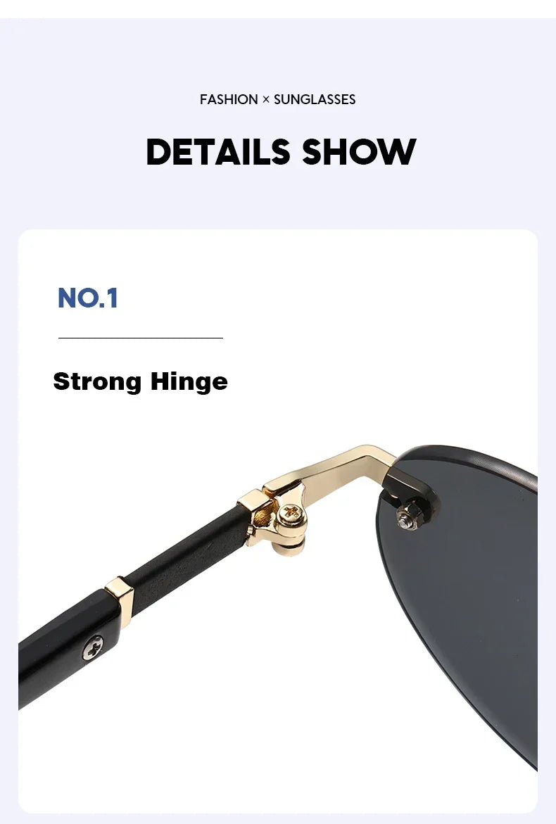 Popular Women Shades Oval Sun Glasses for Female Male Summer Glasses UV400 Rimless Sun Glasses Round Fashion Gafas De Sol Очки