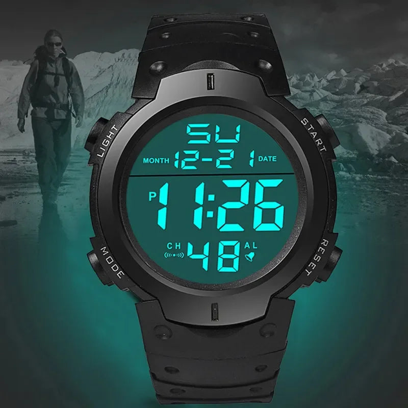 Men Sport LED Watches Men Digital Clock Multi-Functional Rubber Man Fitness Athlete Timekeeping Electronic Watch Reloj