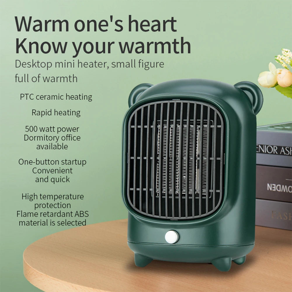 Portable Electric PTC Fan 500W/220V Portable Desktop Fan Heater Fast Heating Foot Hand Warmer Room Heater House Warmer Machine