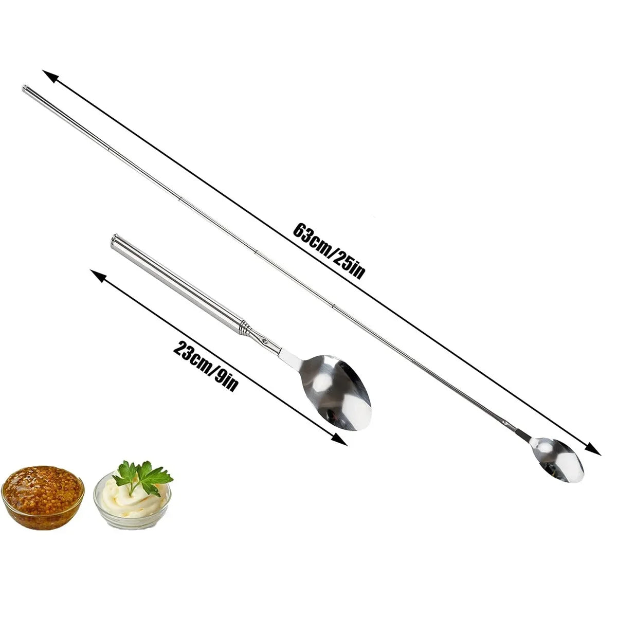 Retro Fork  BBQ Telescopic Extendable Dinner Fruit Dessert Long Handle Fork Stainless Steel Cutlery  Fork Tableware Bento Box