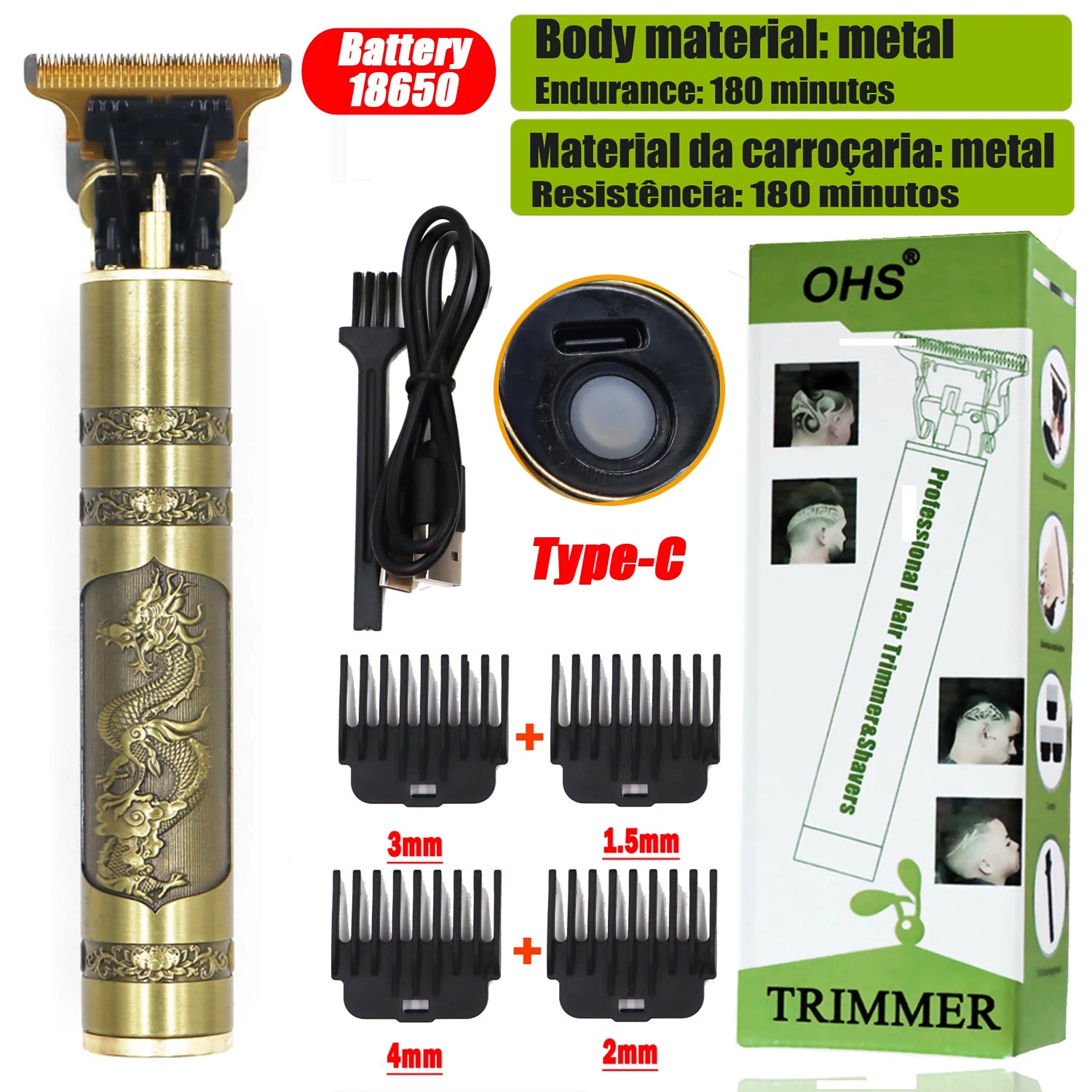 OHS Rechargeable  Vintage T9 Cordless Hair Cutting Machine Electric Shaver For Man Hair Clipper Barber Trimmer Beard Razors