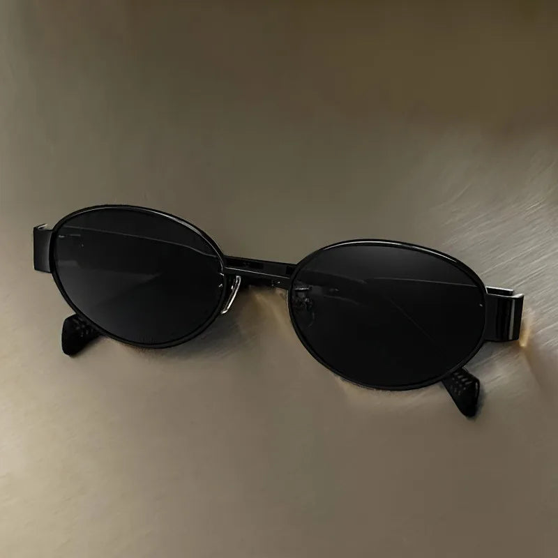 Trendy Oval Sunglasses for Women 2025 Luxury Brand Designer Metal Frame Sun Glasses Ladies Classic Vintage Round Shades Unisex