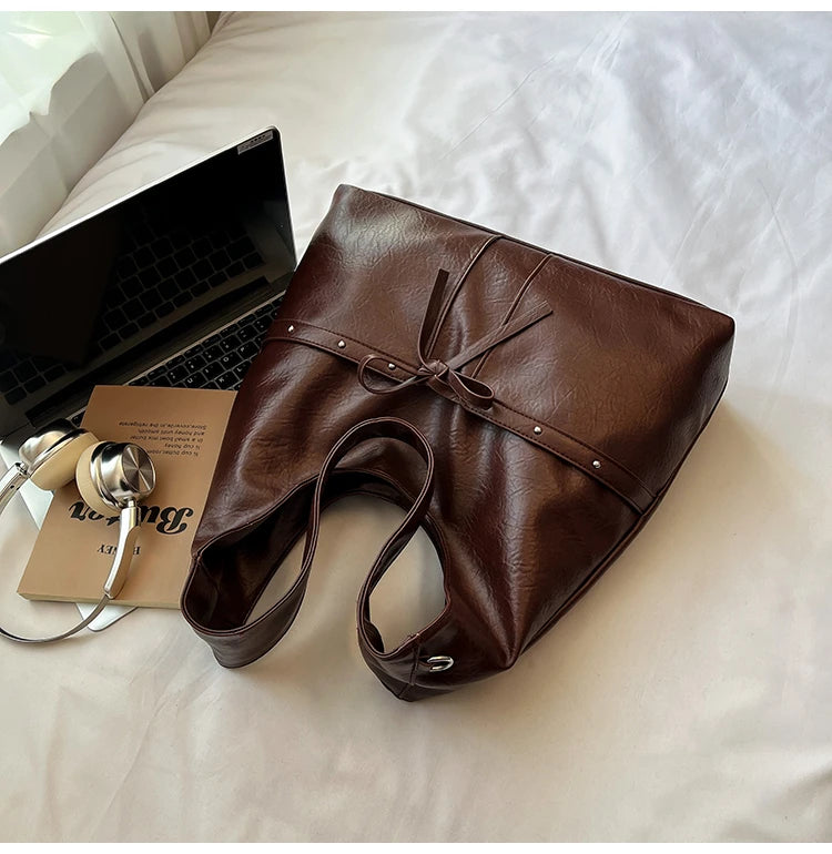 PU Large Capacity Hasp Tote Bags Solid Color High Quality Ladies Bags 2025 Hot Sale Light Luxury Commuting Women's Handbags