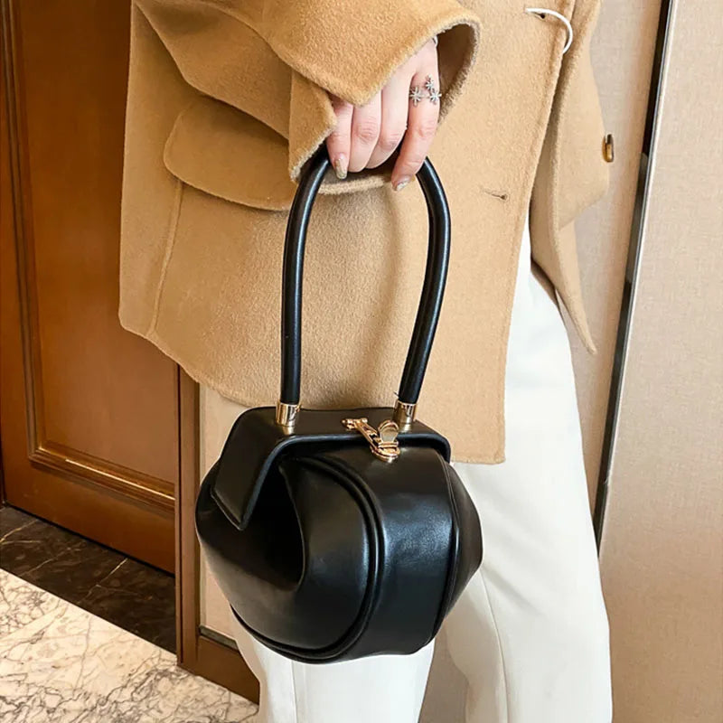Round Ball Women's Handbag Brand Designer Bowling Bag PU Leather Mini Shoulder Bags Female Luxury Purse Fashion Armpit Bag