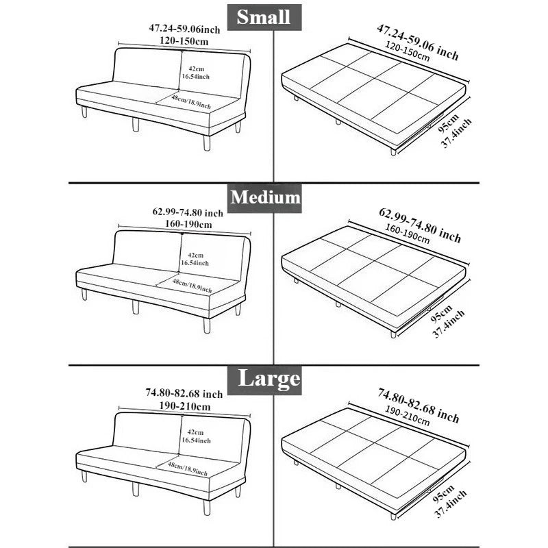 Armless Futon Folding Sofa Bed Cover To Prevent Cat Scratching/Protector Dustproof Non-Slip Stretch Folding Sofa Covers 소파 커버