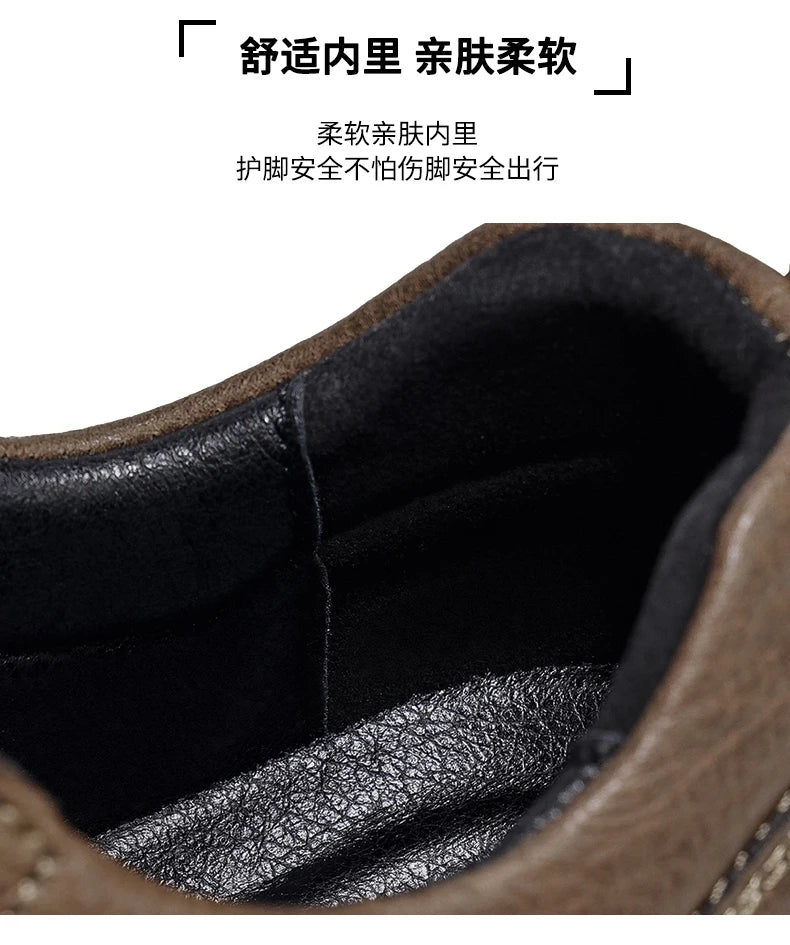 Shoes for Men Male Sneakers Leather Shoes Round Toe Apring and Autumn Wear-resistant Return To The Ancients Loafers All-match