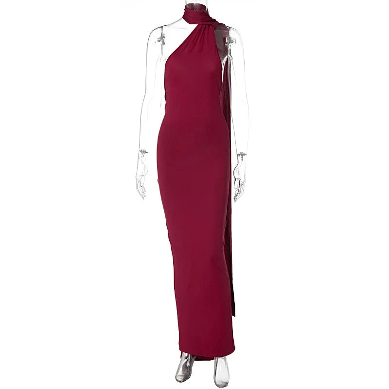 Women's Dress Summer New Sexy Backless Pleated Slim Pure Color One Shoulder Temperament Dress Streetwear Fashion Outfits Dresses
