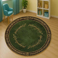 Middle Earth Rug, Fantasy Round Green Carpet, Magic Circle Floor Mat for Themed Room Entrance Gaming Bedroom Gaming Decor