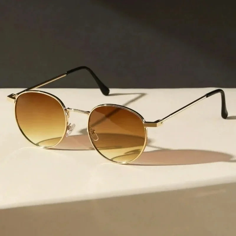 Sunglasses Women 2025 Classic Vintage Oval Sun Glasses Eyewear Round Mirror Small Metal Frame Oculos De Sol Gafas UV400