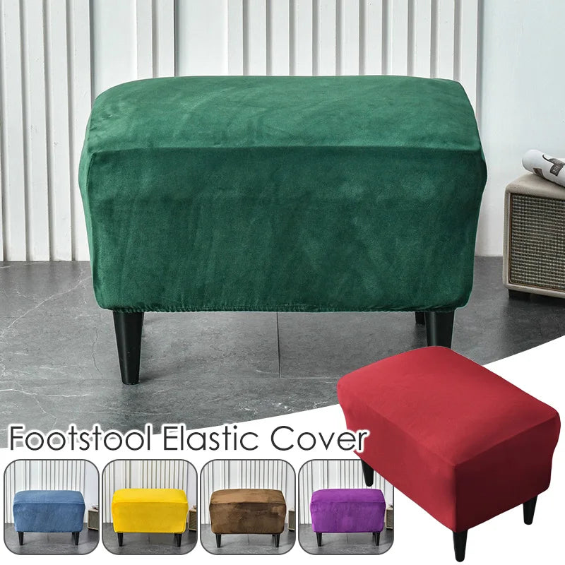 American Style Footstool Cover  Rectangle Elastic Ottoman Cover High Quality Velvet Furniture Protector Footrest Slipcover