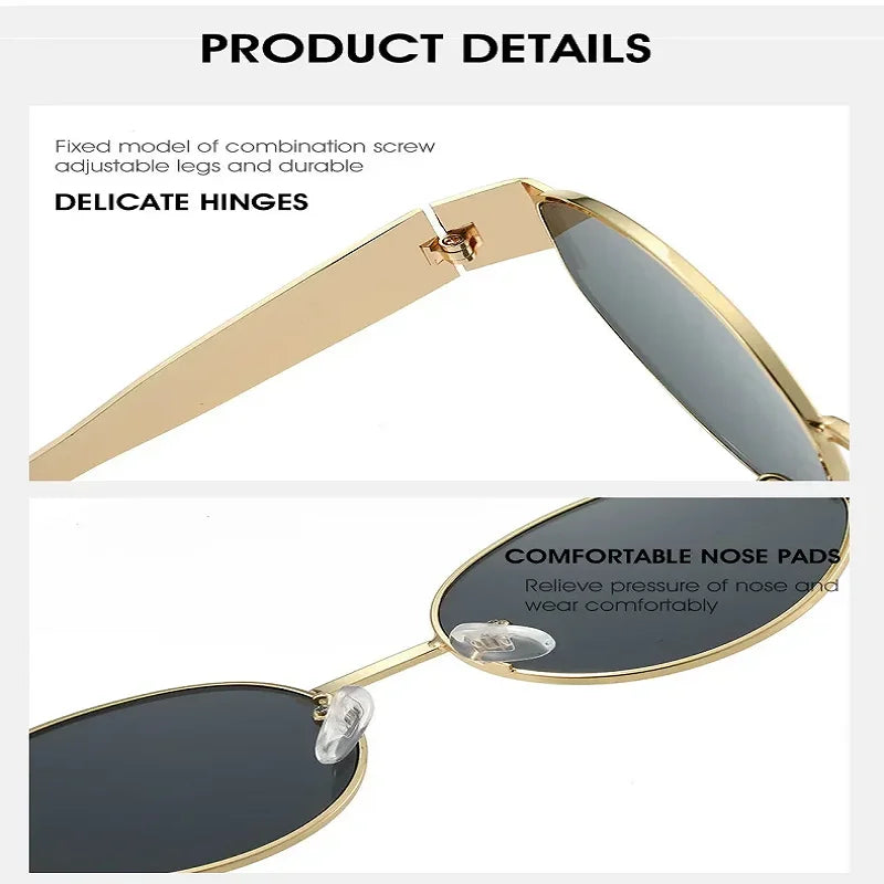 Luxury Metal Brand Sunglasses for Men and Women Unisex Designer Fashion Sun Glasses Oval Unisex Stylish Eyewear Shades UV400