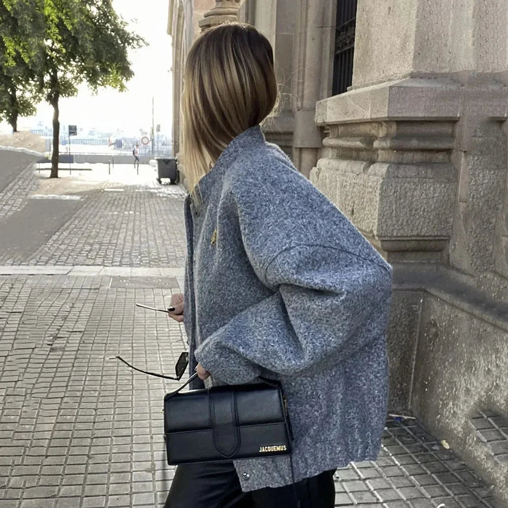 Casual Jackets For Women Fashion Chic Lady Long Sleeves Mock Neck Warm Coat Top Female Autumn Outwear Bomber Jackets Coats