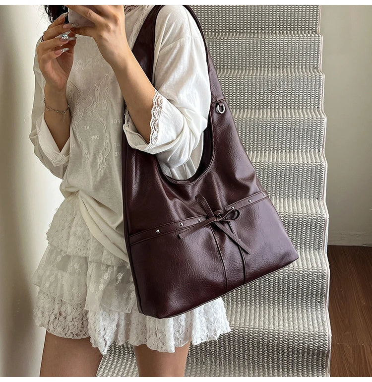 PU Large Capacity Hasp Tote Bags Solid Color High Quality Ladies Bags 2025 Hot Sale Light Luxury Commuting Women's Handbags
