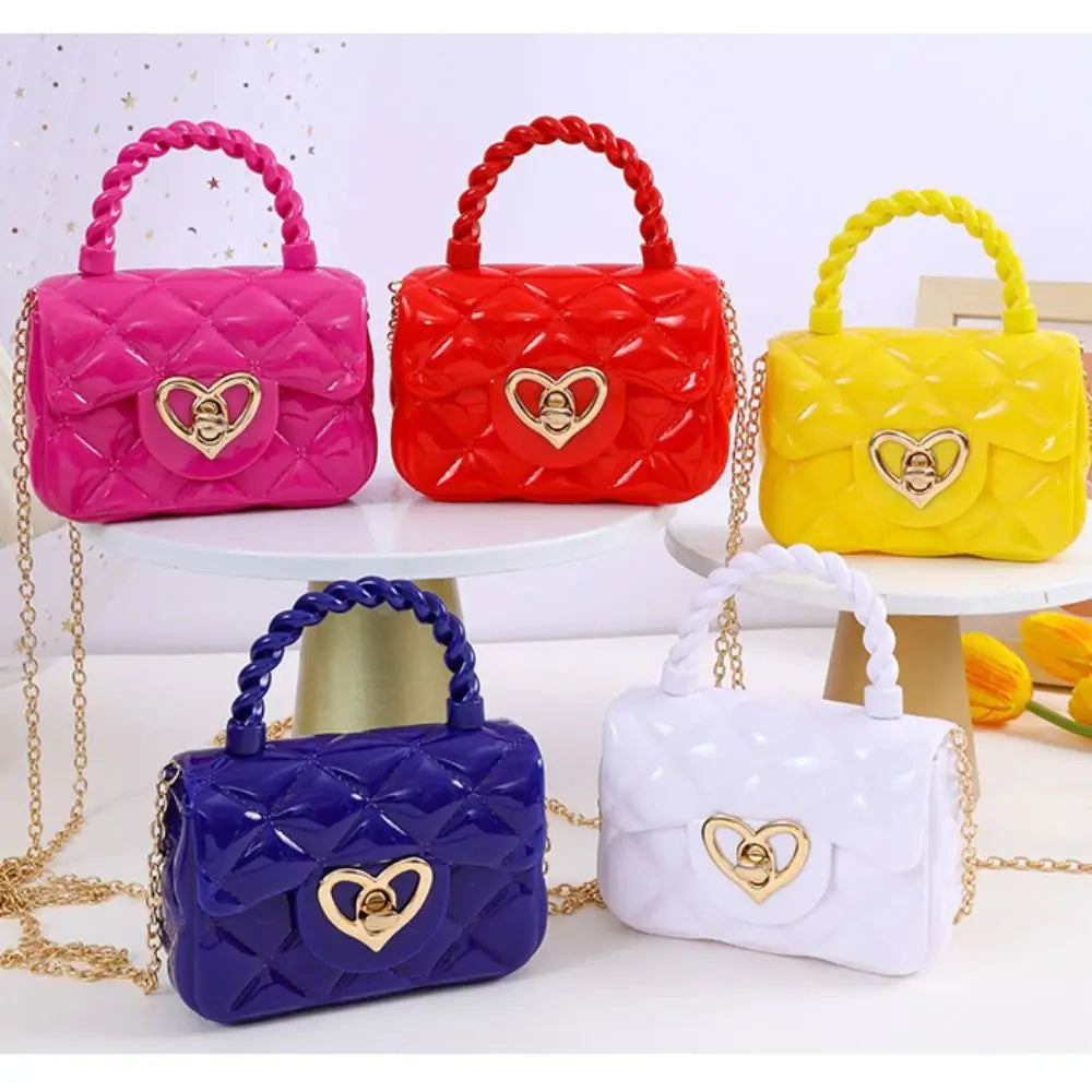 Kids PU Leather Crossbody Bags Girls Heart Shoulder Bags Children Mini Coin Purses Jelly Bag Kids Handbag Gifts