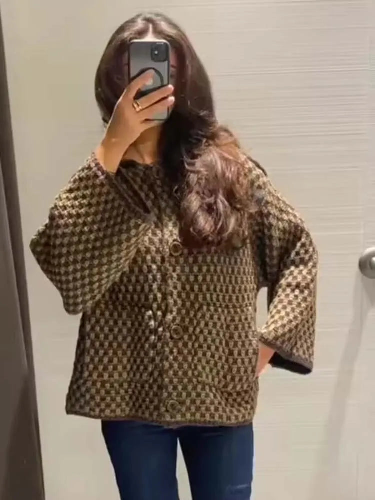 Chic Fashion Knitted Jackets for Women 2026 Autumn Winter Long Sleeve Single-Breasted Short Coats High Street Casual New Jackets