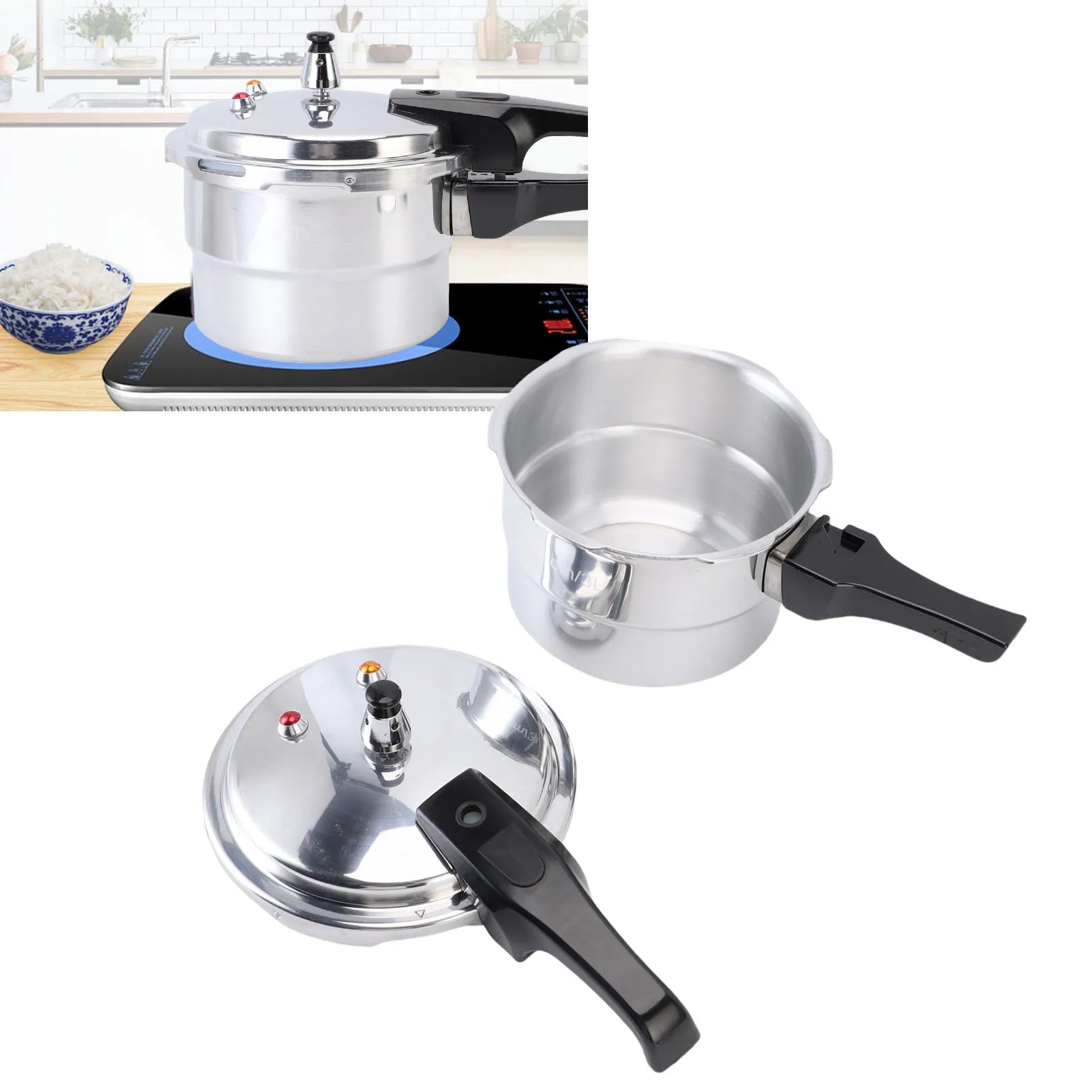 Pressure Cooker With Steam Rack for Kitchen 3L Explosion Proof Aluminium Alloy Safety Stovetop Fast Cooking Canning Cooker Pot