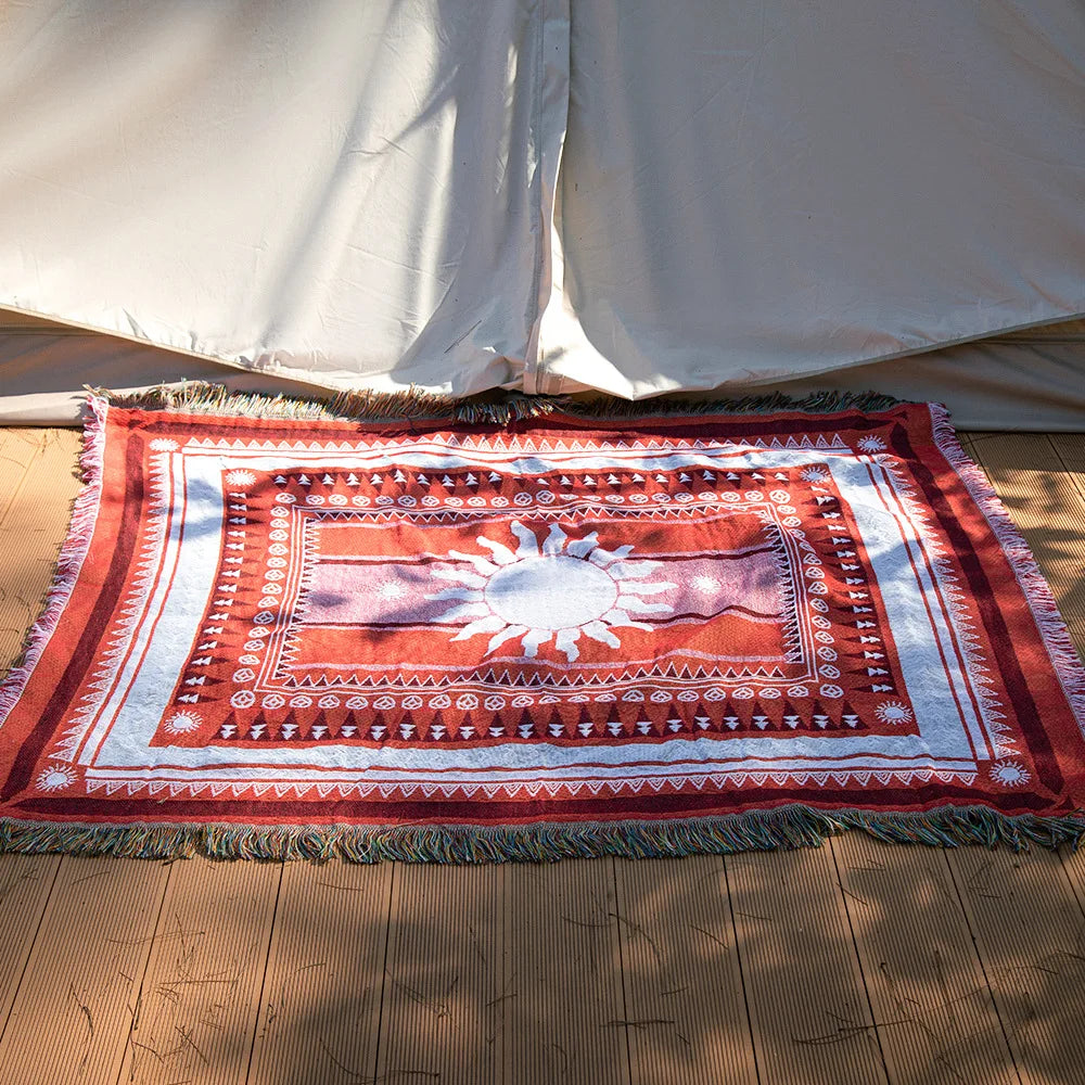 Hip Hop Blanket Sofa Towel Knit Punk Bedspread Pad Mat Bohemian Throw Travel Gothic Bedspread Sofa Cover Blankets Cotton Linen