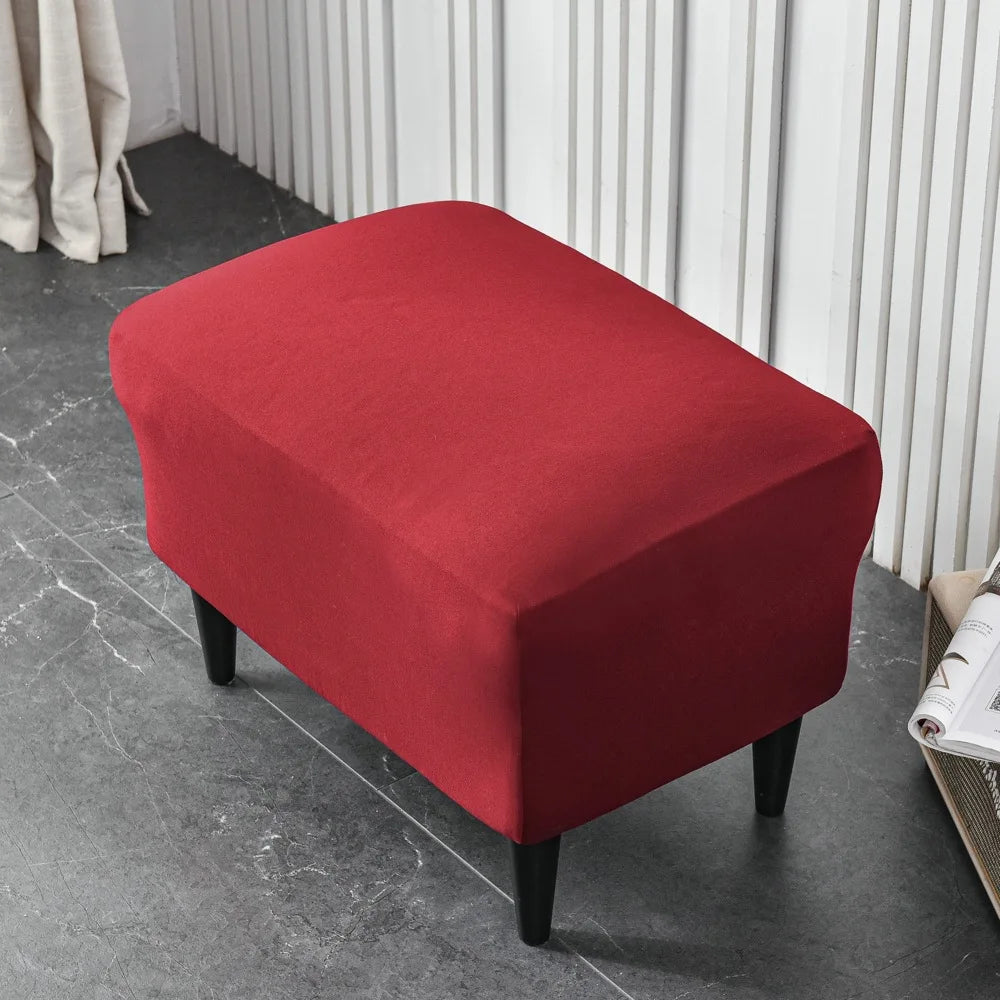 American Style Footstool Cover  Rectangle Elastic Ottoman Cover High Quality Velvet Furniture Protector Footrest Slipcover