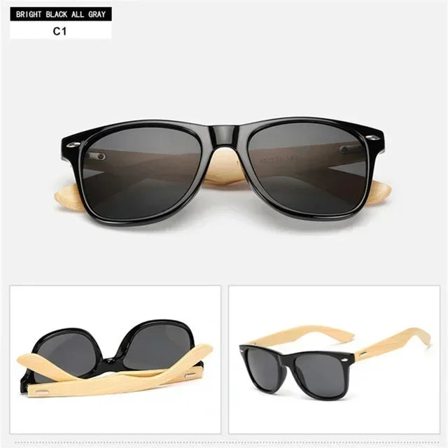 Natural Wooden Sunglasses for Men and Women, Polarized Fashion Sun Glasses with Original Wood Frame